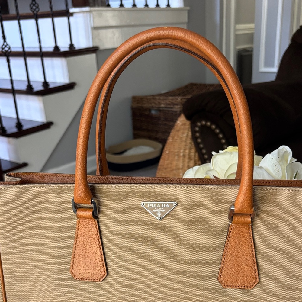 Prada Beige and Orange Women's Tote Bag - Picture 3 of 16